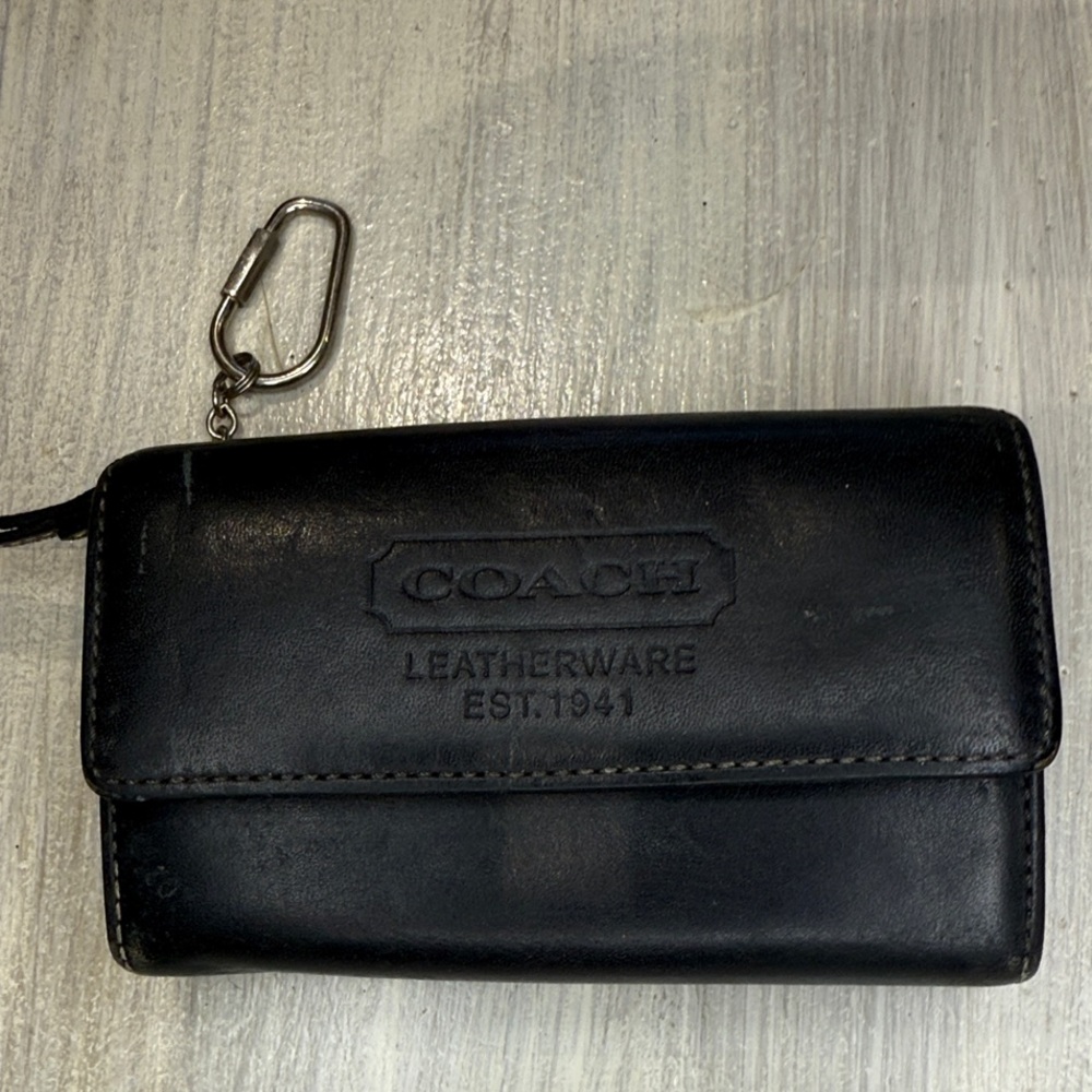 Vintage Y2K Coach Leatherwear Black Leather Keyring Wallet